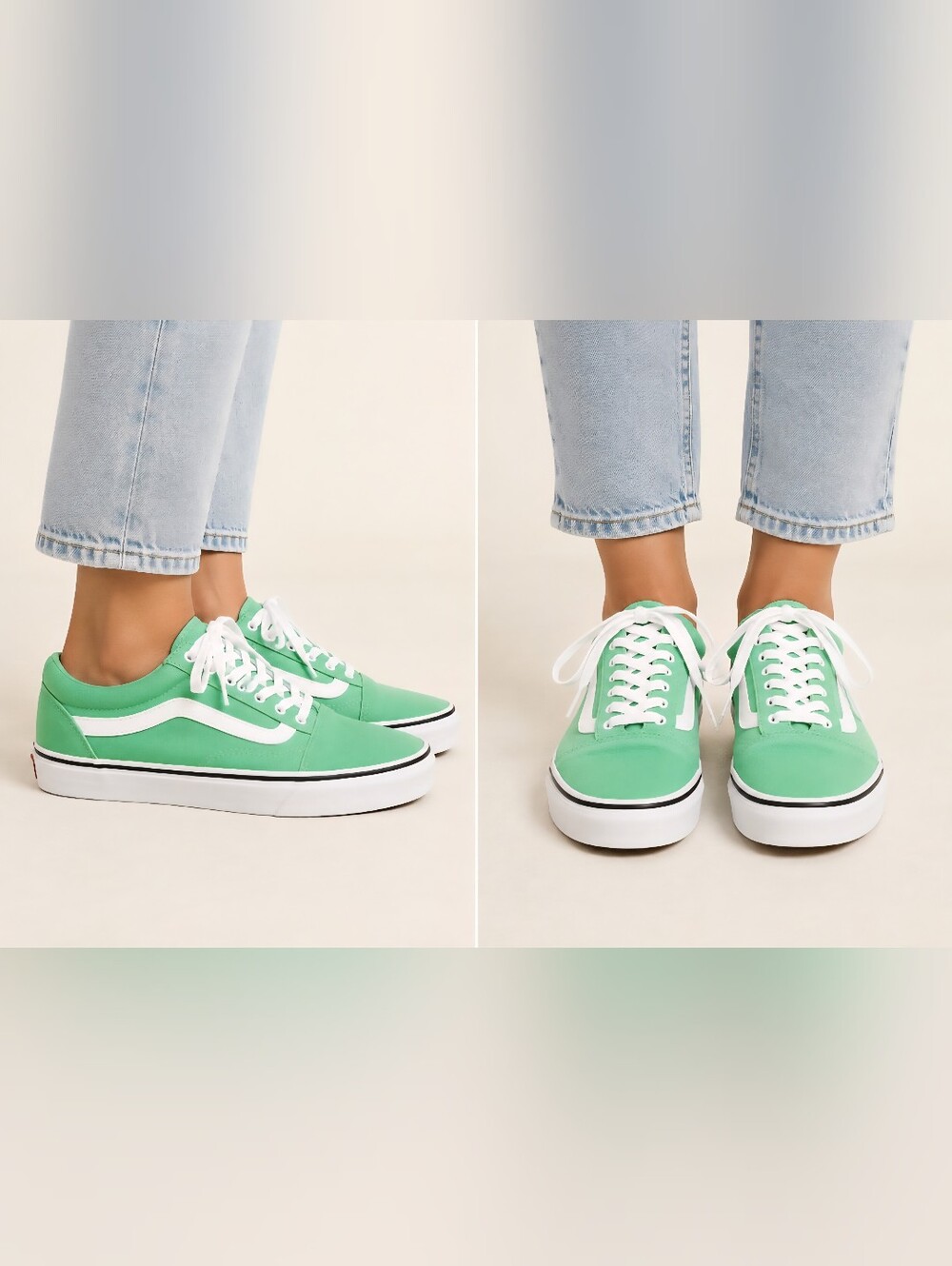 Vans Mint Green White Canvas Low Top Sneakers Women’s Size 10
